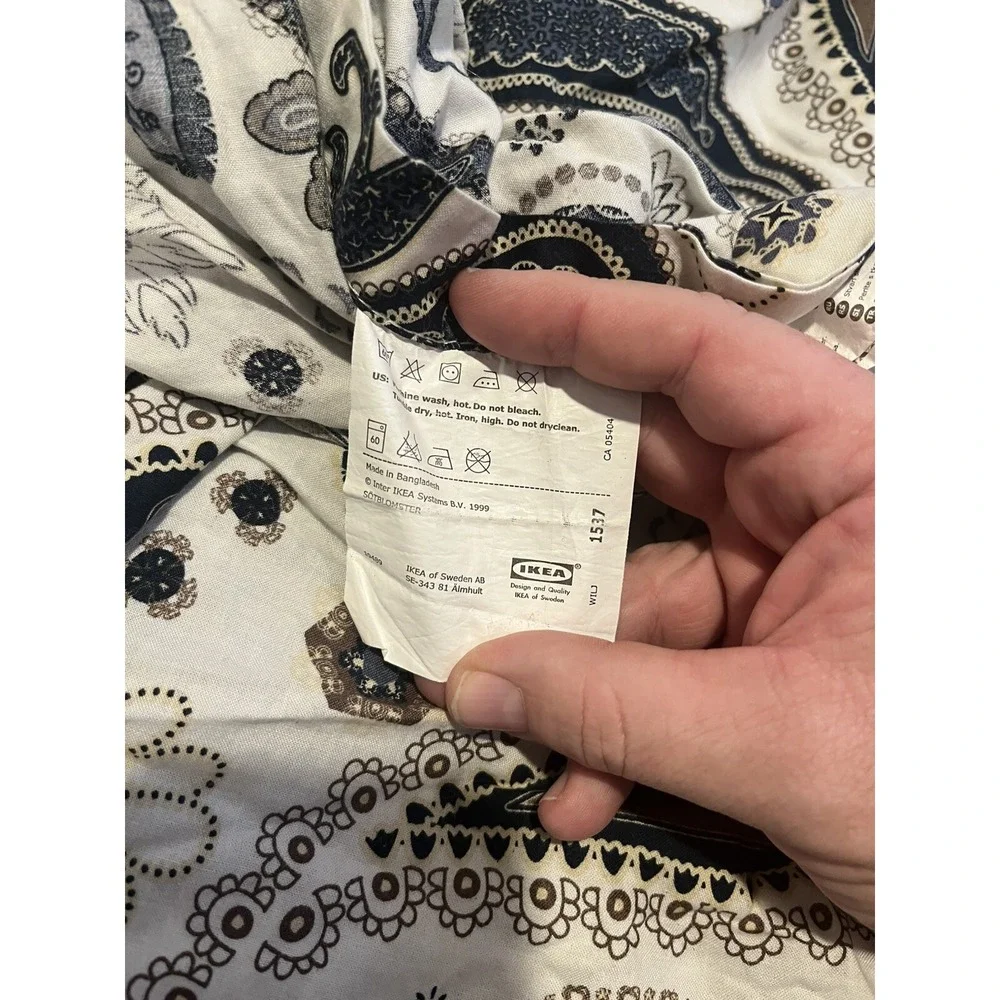 IKEA SOTBLOMSTER Blue Tan Brown Paisley‎ Medallion FULL Duvet Cover 82 X 82